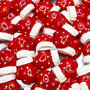 Fake Christmas Mitten- Snowman Mitten, Santa Mitten, Winter Mitten, Resin, Flat Back, Flatback Charms, Christmas Flat Backs, Hair Bow - 3