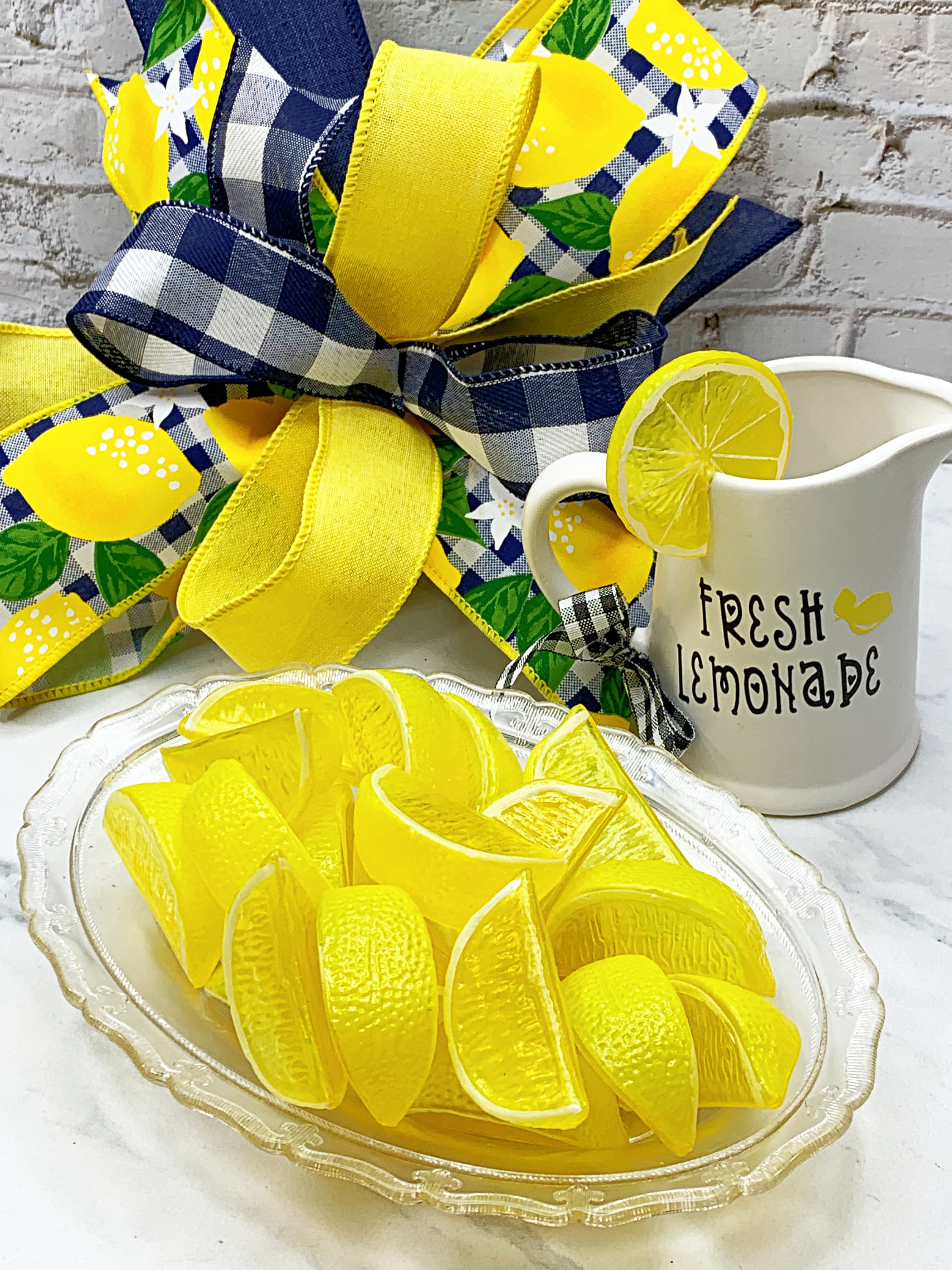 Artificial Lemon Wedge ** Lemon Slice, Artificial Lemon, Large Lemon Fruit Wedge, Lemon Cabochon, Fruit Decoden, Lifelike Lemon Wedge *3