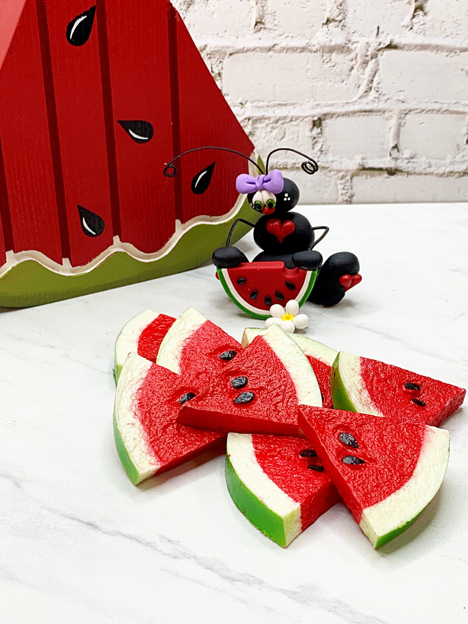 Set of 5 Artificial Watermelon Pieces Plastic Watermelon Etsy Norway