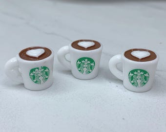 Miniature Coffee Mug Heart *** Cabochon, Craft Supply, Resin, Slime Fake Candy, Decoden 3D, Coffee Cup, Dollhouse Hot Chocolate  2