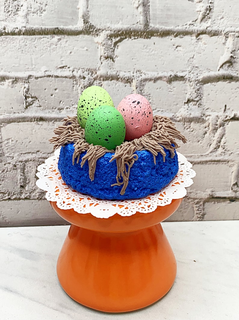 Fake Spring Birds Nest Fake Easter Birds Nest, Fake Bird Eggs, Fake Food, Tiered Tray, Gift, Food Prop, Home Decor, Photo Prop, Fake Egg image 3