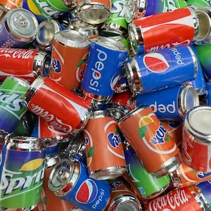 Miniature Soft Drinks, Mini Pepsi, Mini Sprite, Mini Fanta, Mini Coke, Orange Fanta, Charms, Cappuccino, Cabochons, Doll House, Soda Pop *4