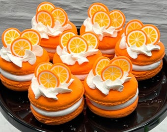 Faux Orange Macaroon * Handmade Fake Orange Macaron, Realistic Faux Dessert, Prop for Home Décor, Photography, Display, Fake Macaron