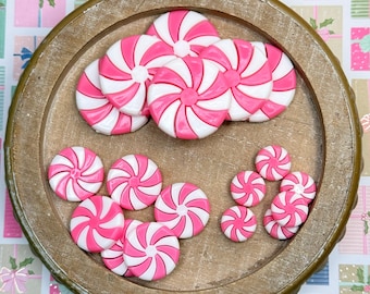 Peppermint Cabochon *** Fake Pink and White Cabochon, Christmas Peppermint, North Pole, Christmas Candy, Christmas Sweet, Christmas Treat *6