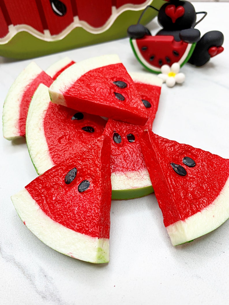 Set of 5 Artificial Watermelon Pieces, Plastic Watermelon Pieces for Party Decor, Large Watermelon Fruit Slices, Fake Watermelon Slices image 4