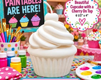 3D Paintables # 3D Giant Cupcake, White for painting, Acrylic Paint, Paint Pens, Christmas, Birthday, Perfect for Kids