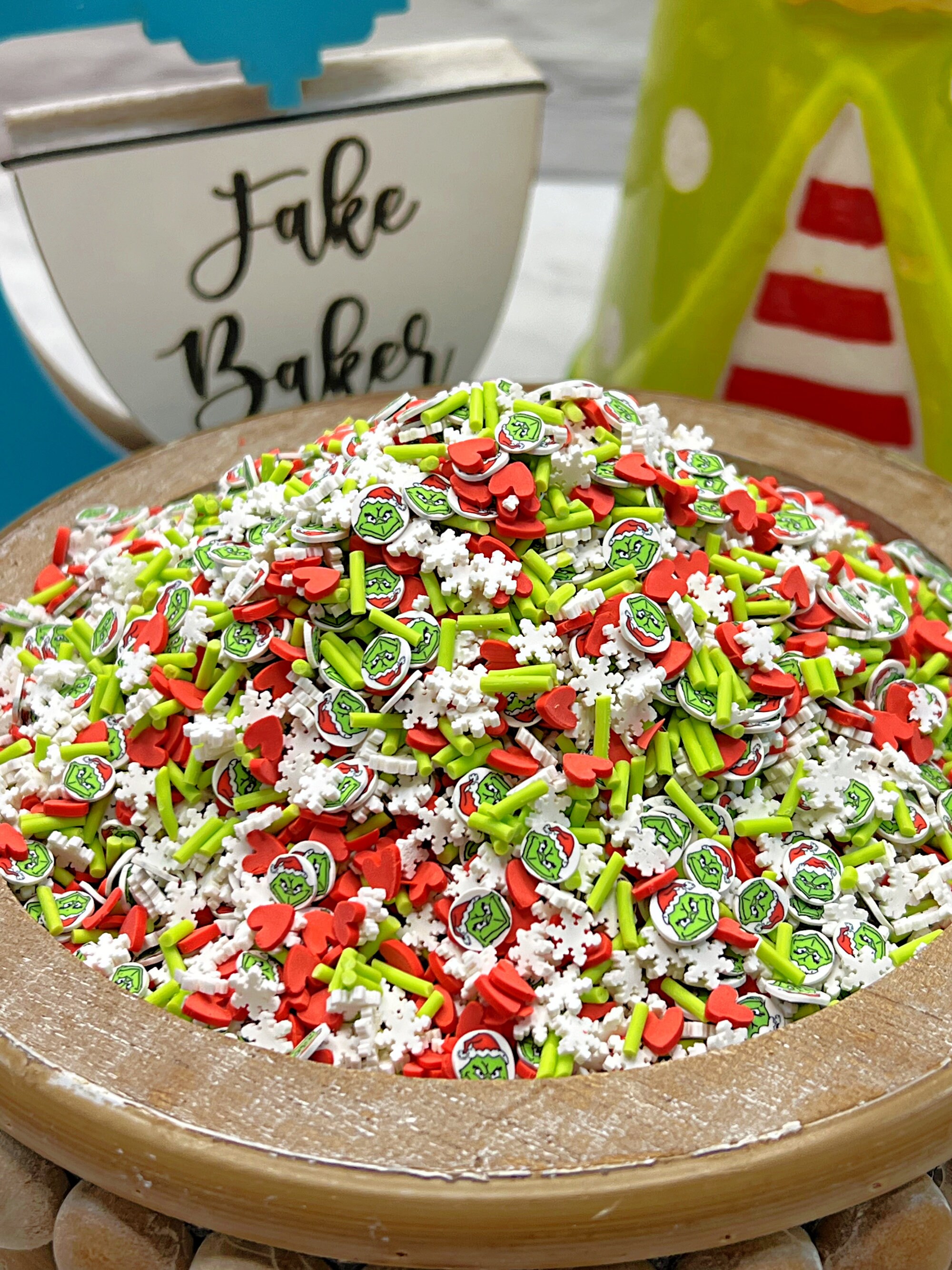 Christmas Green Red White Fake Sprinkles Holiday Decoden Jimmies