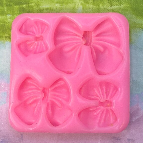 Bow Mold *** Beautiful Bow, Clay Bow, Resin Bow, Silicone Bow Mold, Glue Stick Mold, Clay Tool, 4 cavity bow mold, fondant mold *1