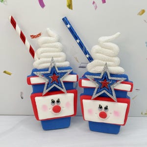 Fake 4th of July Cookie, July 4th Cookie, Independence Day, Latte Cookie, Whip Cream, Tiered Tray, Gifts, Party Favor, Food Prop, Home Decor
