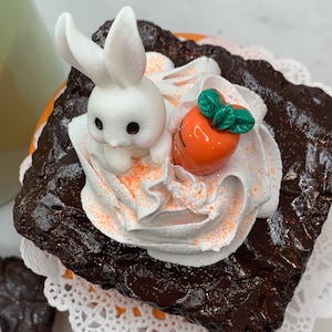 Fake Chocolate Brownie, Fake Easter Brownie, Fake Food Prop, Faux Icing, Party Prop, Coffee Bar, Tiered Stand, Bunny, Easter Bunny