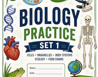 Biology Practice Worksheets, Cells, Organelles, Body Systems & Food Chains