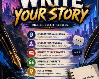 Creative Writing Worksheets Bundle, Character Profiles, Story Starters