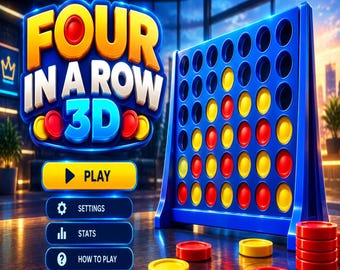 Four-in-a-Row 3D HTML Game | Classic Connect Four Game | Browser Game | Digital Download | Retro Strategy Game | 2 Player Game