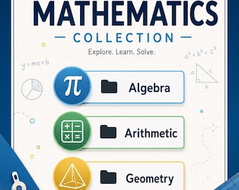 Printable Math Worksheets Bundle: Algebra, Arithmetic, Geometry (PDF Download)