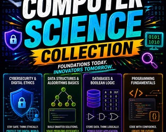 Computer Science Worksheets Bundle, Programming Fundamentals, Cybersecurity, Algorithms & Databases