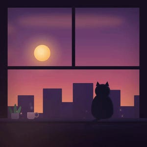 Cozy Cat Window Animated Wallpaper Pack | LoFi Pixel Art GIFs (Digital Download)