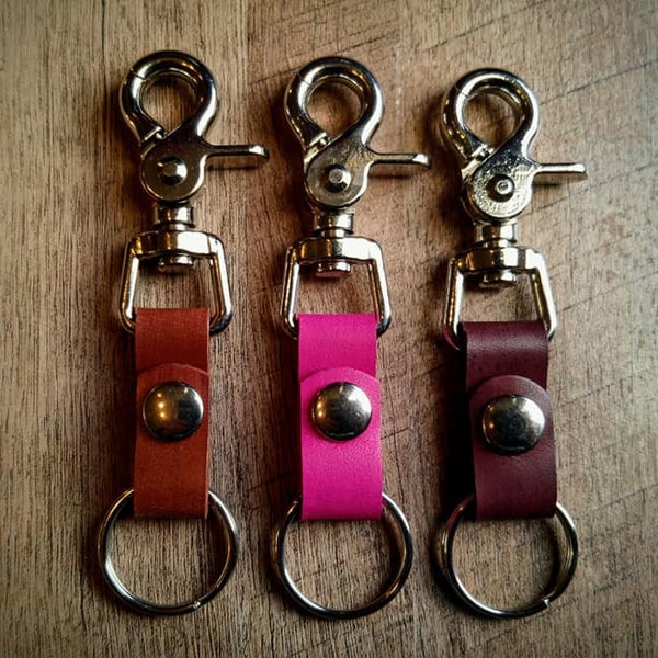 15 Hand Dyed Colors! Key Keeper Snap - Leather Key Chain Clip - Holds Over 3 Key Rings - Clip your keys to almost anything! Made To Order