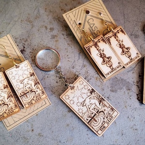 Tarotkaartoorbellen, lasergegraveerd hout, lichtgewicht! Kies je kaarten
