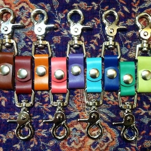 BRIGHT COLORS!!!  Key Keeper Snap II - Leather Key Chain Clip - Holds Over 3 Key Rings - Clip your keys to almost anything! Made To Order