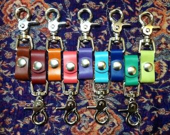 BRIGHT COLORS!!!  Key Keeper Snap II - Leather Key Chain Clip - Holds Over 3 Key Rings - Clip your keys to almost anything! Made To Order