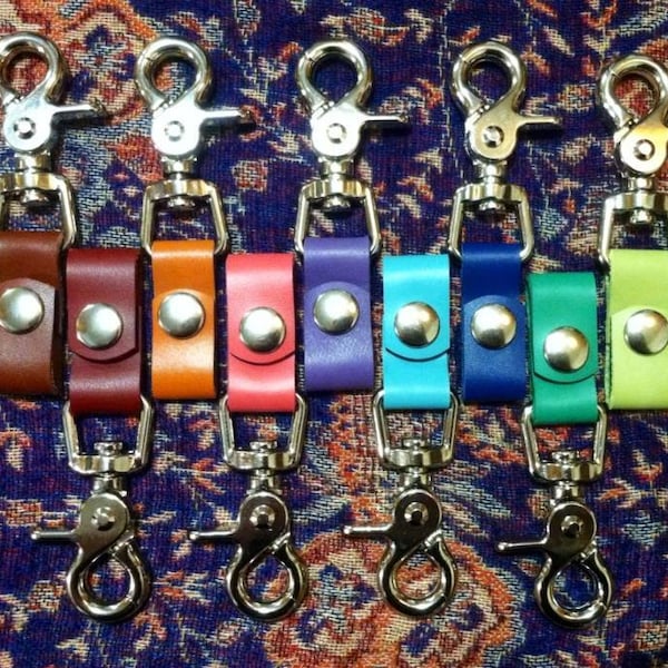 BRIGHT COLORS!!!  Key Keeper Snap II - Leather Key Chain Clip - Holds Over 3 Key Rings - Clip your keys to almost anything! Made To Order