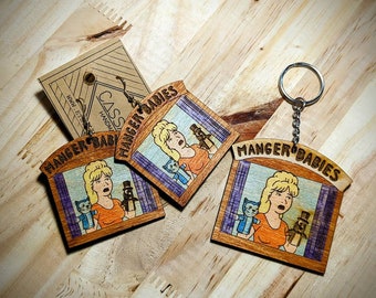 Manger Babies, Luanne Earrings, Laser Engraved Wood, Light Weight!