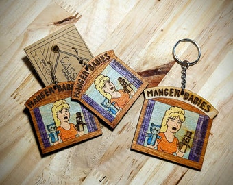 Manager Babies, Luanne Earrings, Laser Engraved Wood, Light Weight!