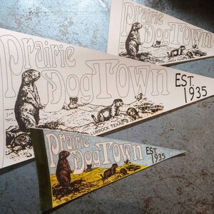 Leather Pennant Flag, Laser Engraved, Prairie Dog Town, Lubbock, Texas, Made To Order