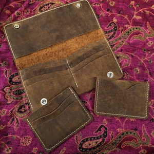 Colección Rustic Brown Cowhide, Cartera, Billetera, Billetera de bolsillo delantero, Billetera minimalista, Billetera para tarjetas, Hecha a pedido