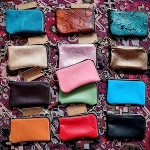Petit portefeuille porte-clés en cuir, porte-monnaie porte-cartes, porte-monnaie, fabriqué sur commande
