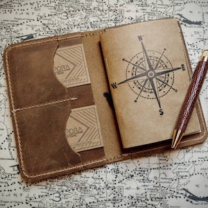 Leder Passport Brieftasche, B7 Notebook-Cover, Fieldnotes Cover, elastischer Verschluss, Mini Journal, Made To Order