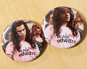 Team Edward, Eddie Munson, Joseph Quinn, jacob black, Taylor lautner, Fan Art Buttons, pin Back