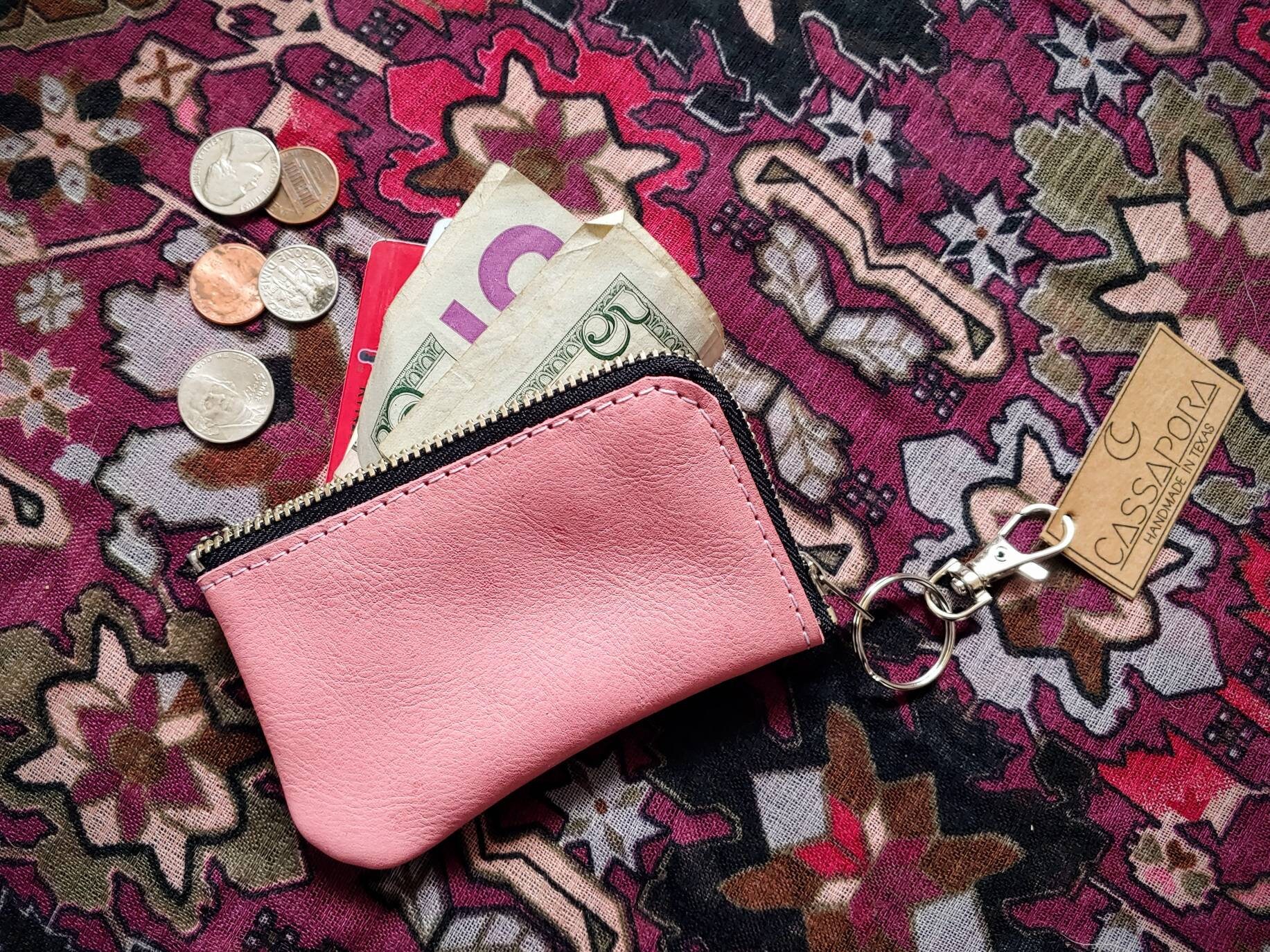 Small Leather Keychain Wallet Card Holder Wallet Coin Etsy