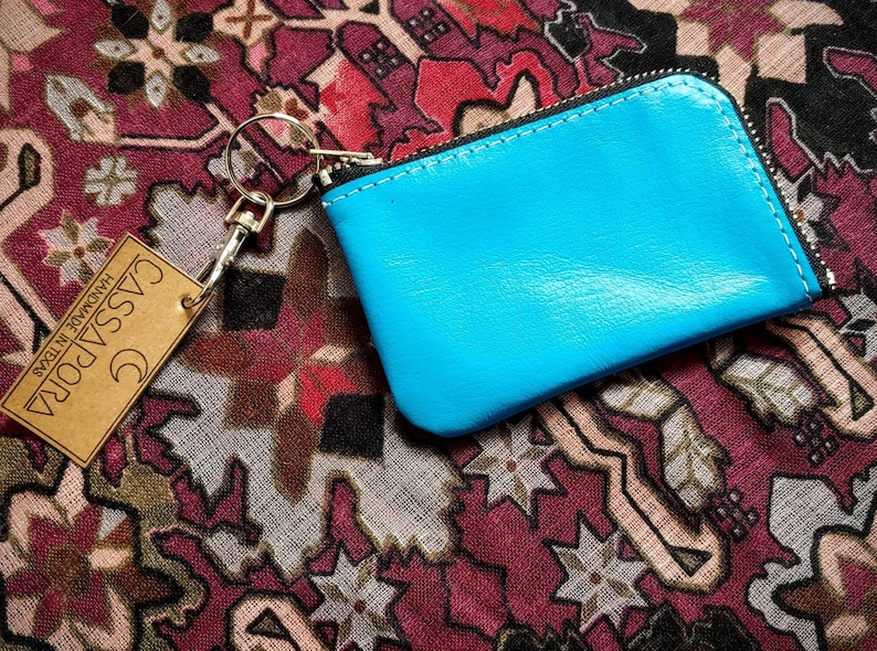 Small Leather Keychain Wallet Card Holder Wallet Coin Purse Etsy