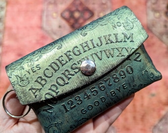Ouija Board embossed, Card Wallet, Minimalist Leather Wallet, Simple, Keychain Wallet, Card Wallet, Gift Card Holder, Made To Order