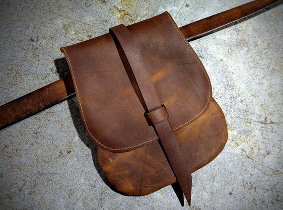 Leather Belt Bag, Ren Faire, Renaissance, Shakespeare, costume, theatre, Phone Bag, Handmade, Made To Order