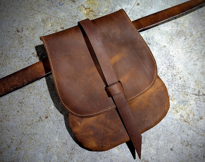 Leather Belt Bag, Ren Faire, Renaissance, Shakespeare, costume, theatre, Phone Bag, Handmade, Made To Order