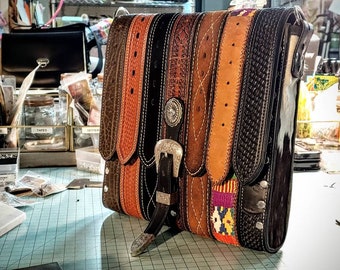 Leather Satchel, Repurposed Belts Bag, Leather Crossbody, Upcycled, One of a Kind, Made to Order