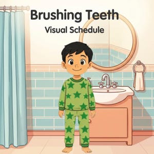 Programma visivo per lavarsi i denti per bambini / Schede per la routine di lavaggio dei denti per bambini autistici / Istruzioni stampabili per l'igiene dentale passo dopo passo / Educazione speciale per ADHD