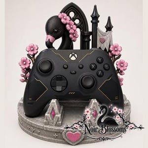 Gothic Controller Stand | Hand-Painted Black Flamingo Gaming Decor (Made to Order)