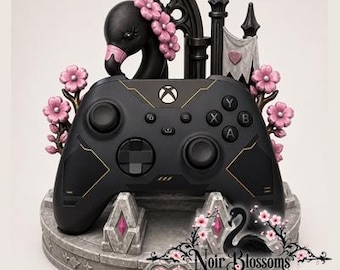 Gothic Controller Stand | Hand-Painted Black Flamingo Gaming Decor (Made to Order)