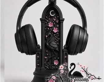Gothic Headset Stand | Hand Painted 3D Printed | Dark Romance Desk Decor | Made to Order