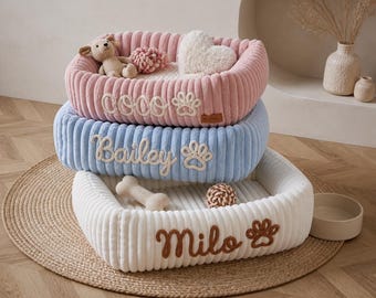 Chenille Dog Bed, Personalized Pet Bed, Aesthetic Pet Furniture, Custom Dog Bed With Name, Neutral Pet Sofa, New Puppy Gift