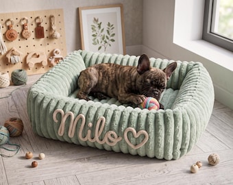 Dog Bed With Name, Pet Lover Gift, Personalized Dog Bed, Custom Embroidered Pet Bed, Aesthetic Dog Sofa, Dog Birthday Present