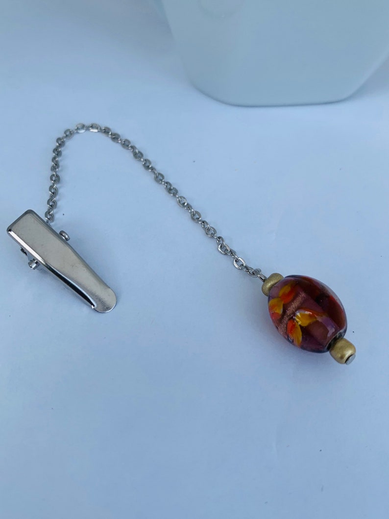 tea bag holder tea time tea steeper tea clip tea infuser with a lampwork glass bead Tea bag clip Making tea butterfly bead