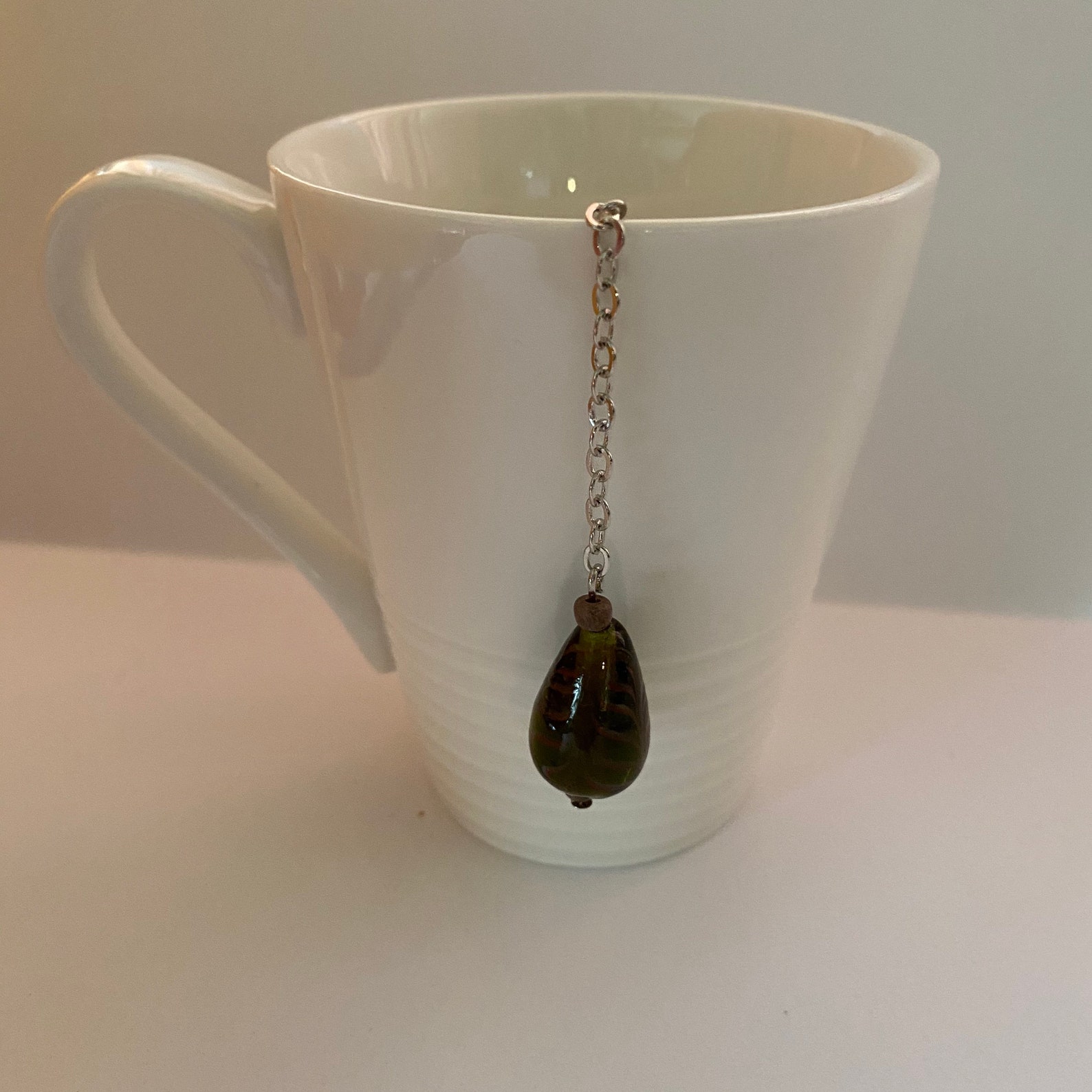 Glass Tea Bag Holder, Tea Bag Clip, Gift for Tea Lovers, Olive
