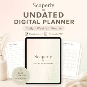 Agenda digital sin fecha, diaria, semanal y mensual, compatible con GoodNotes y Notability (descarga en PDF)
