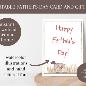 Printable Father's Day Card Hunting Dog Motif Gift Tag - Etsy