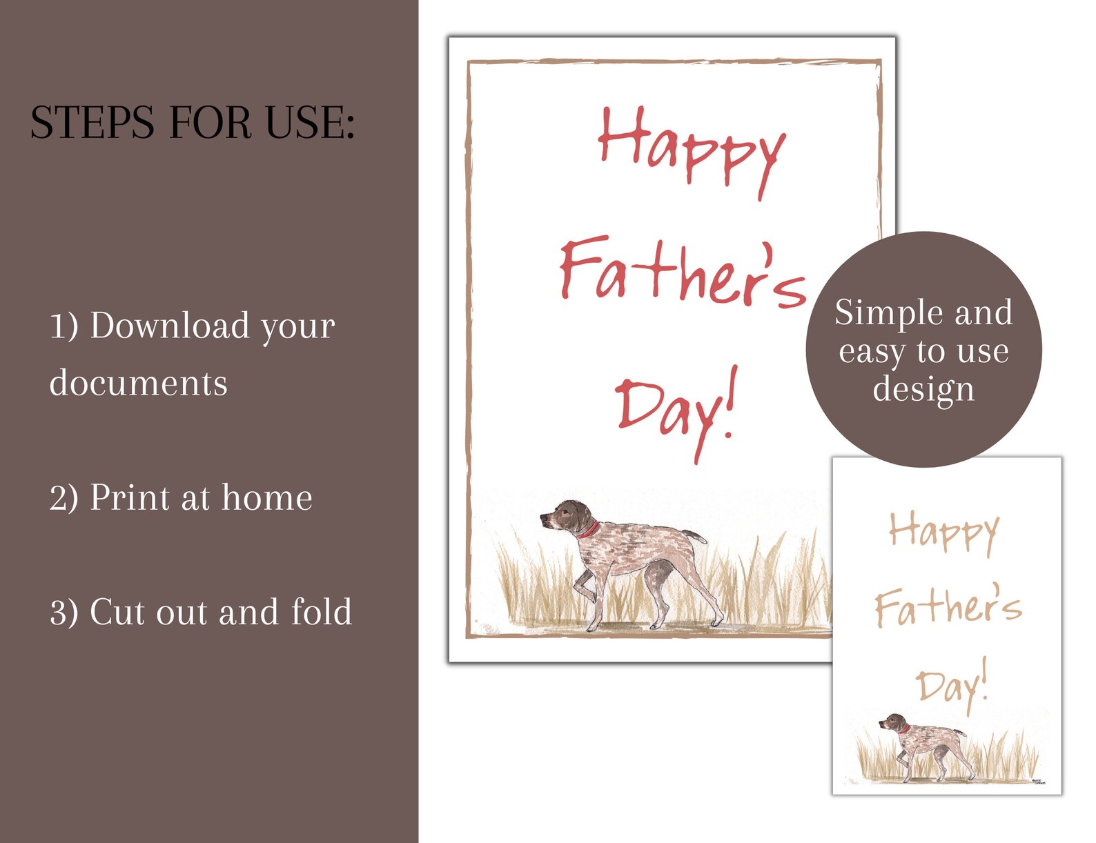 Printable Father's Day Card Hunting Dog Motif Gift Tag - Etsy
