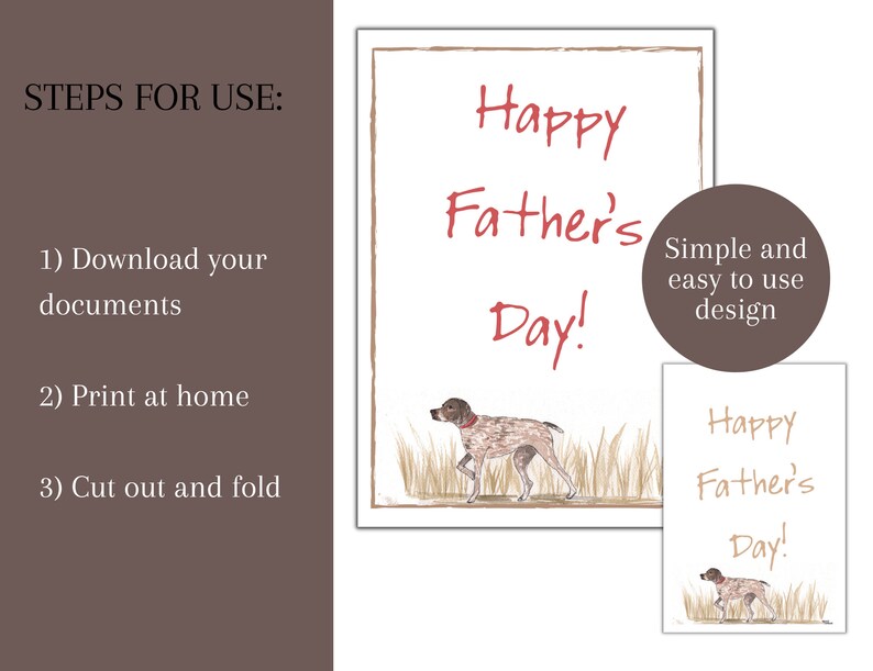 Printable Father's Day Card Hunting Dog Motif Gift Tag - Etsy